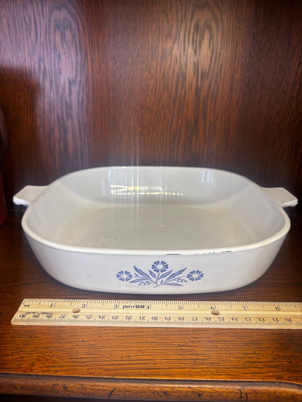 White Ceramic Baking Dish with Blue Floral Design